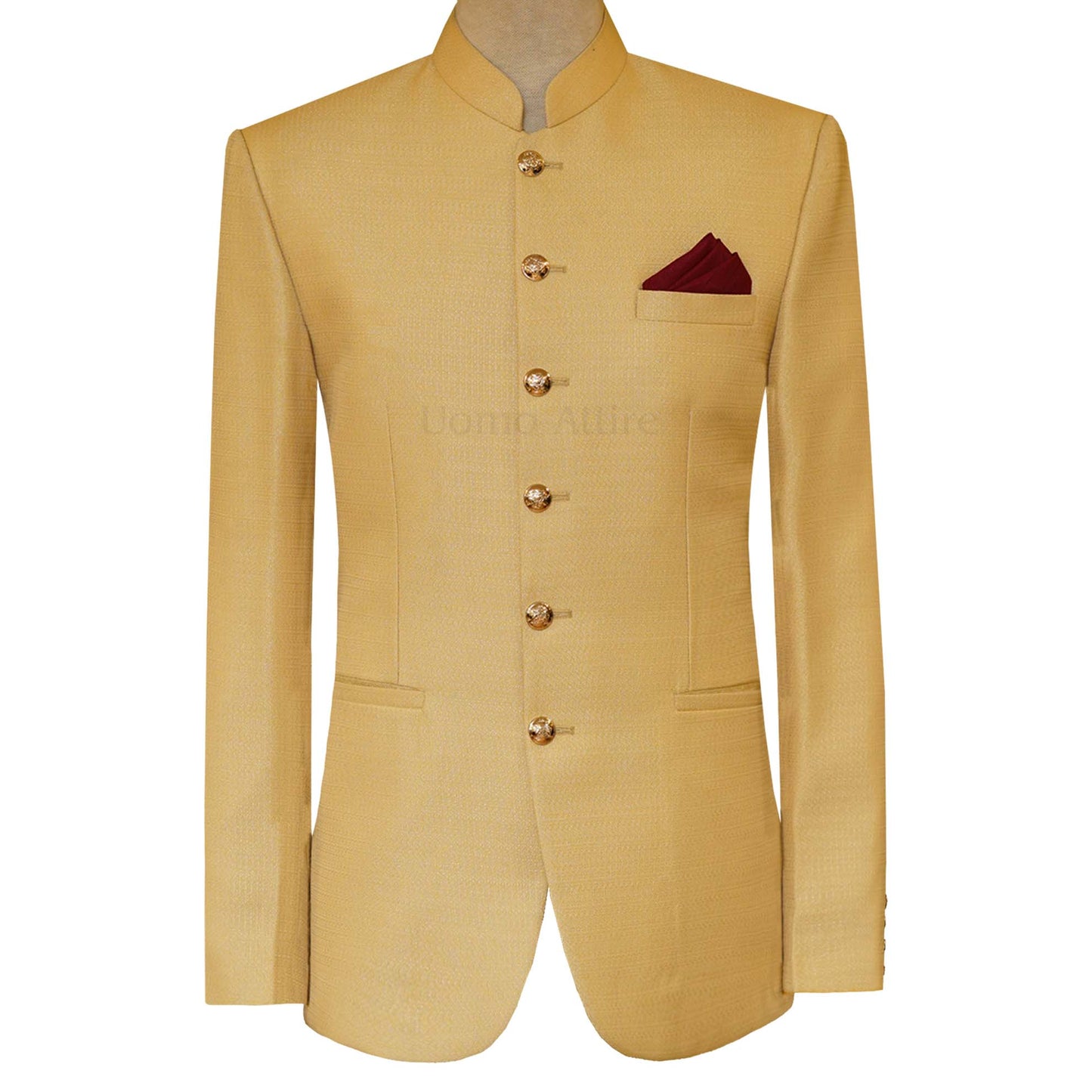 
                  
                    Self textured simple golden prince coat
                  
                