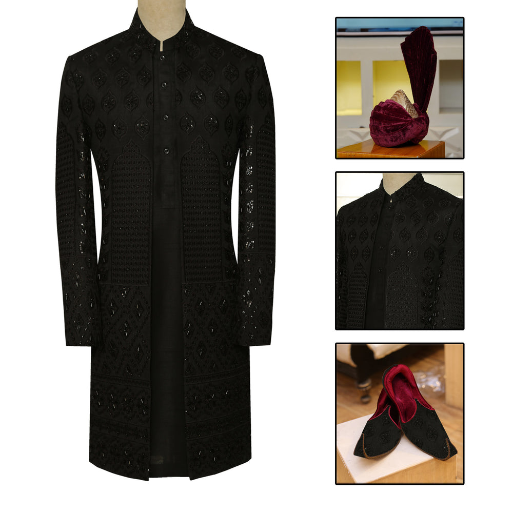 black sherwani for groom