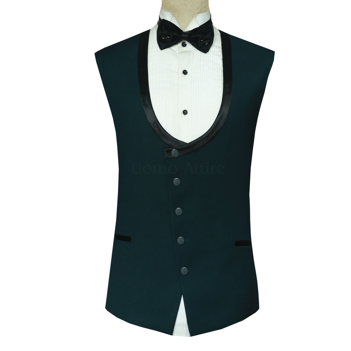 Bespoke Timber Green Slim Fit Tuxedo Suit for Men | Vest for Men