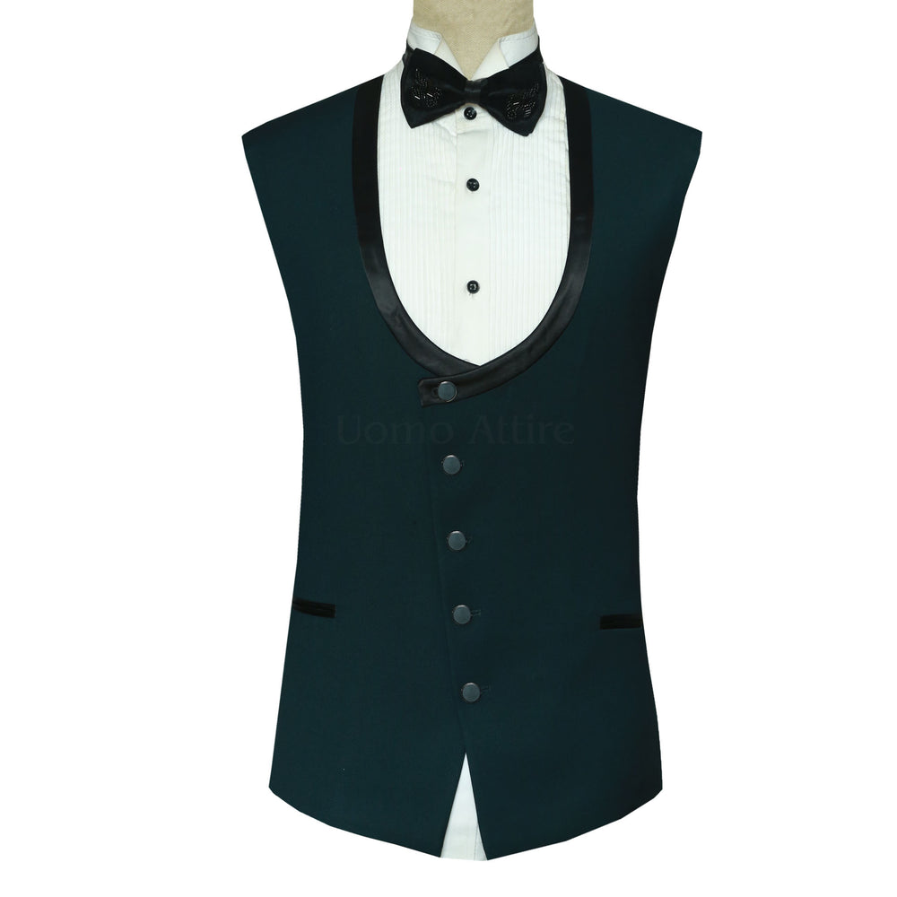 
                  
                    Bespoke Timber Green Slim Fit Tuxedo Suit for Men | Vest for Men
                  
                