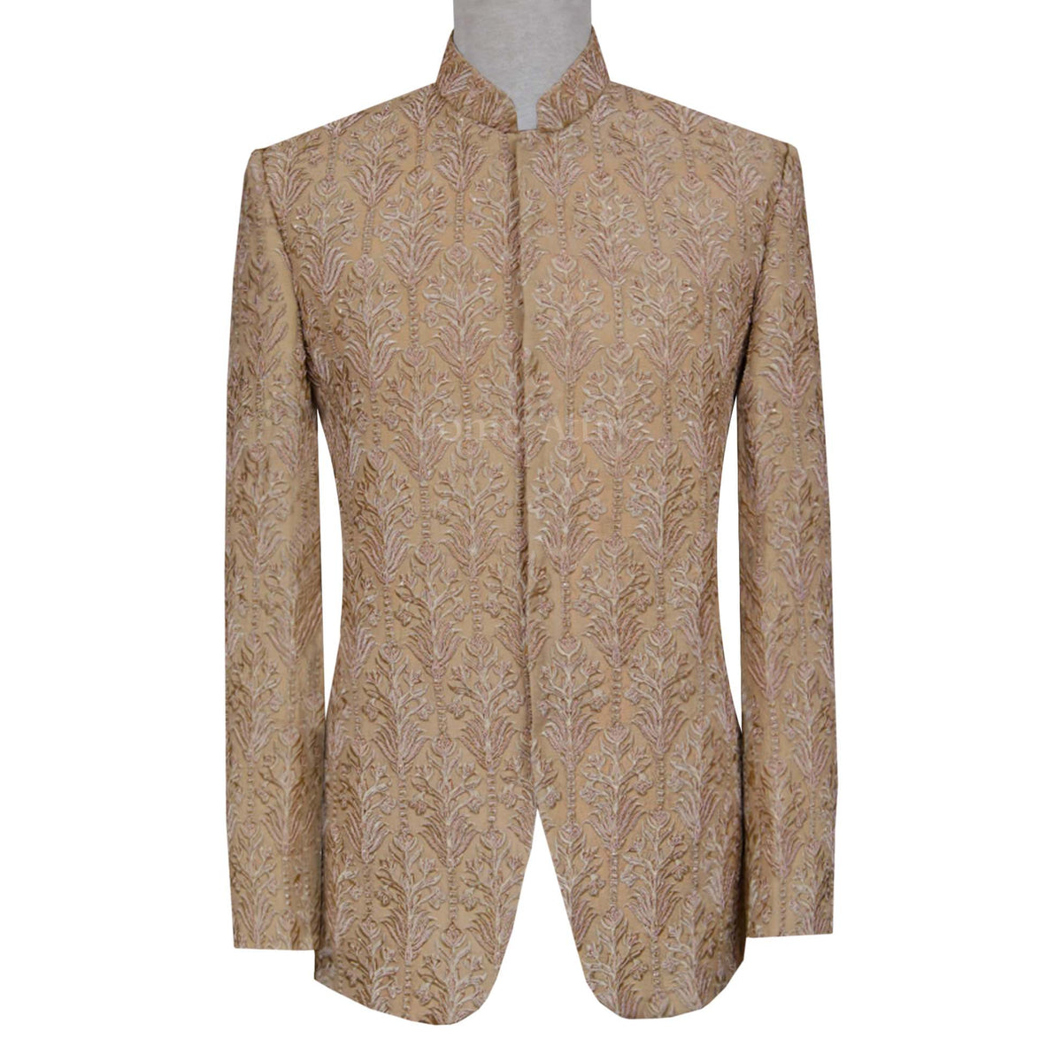Skin tone fully embellished prince coat for wedding and groom