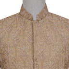 Skin tone fully embellished prince coat for wedding and groom