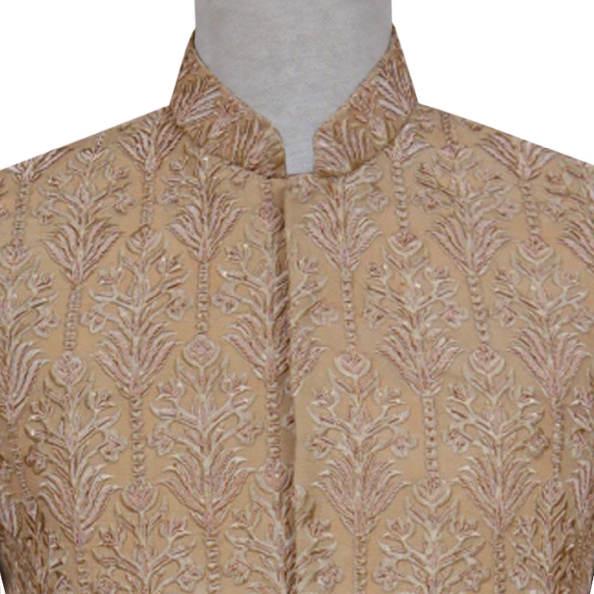 Skin tone fully embellished prince coat for wedding and groom