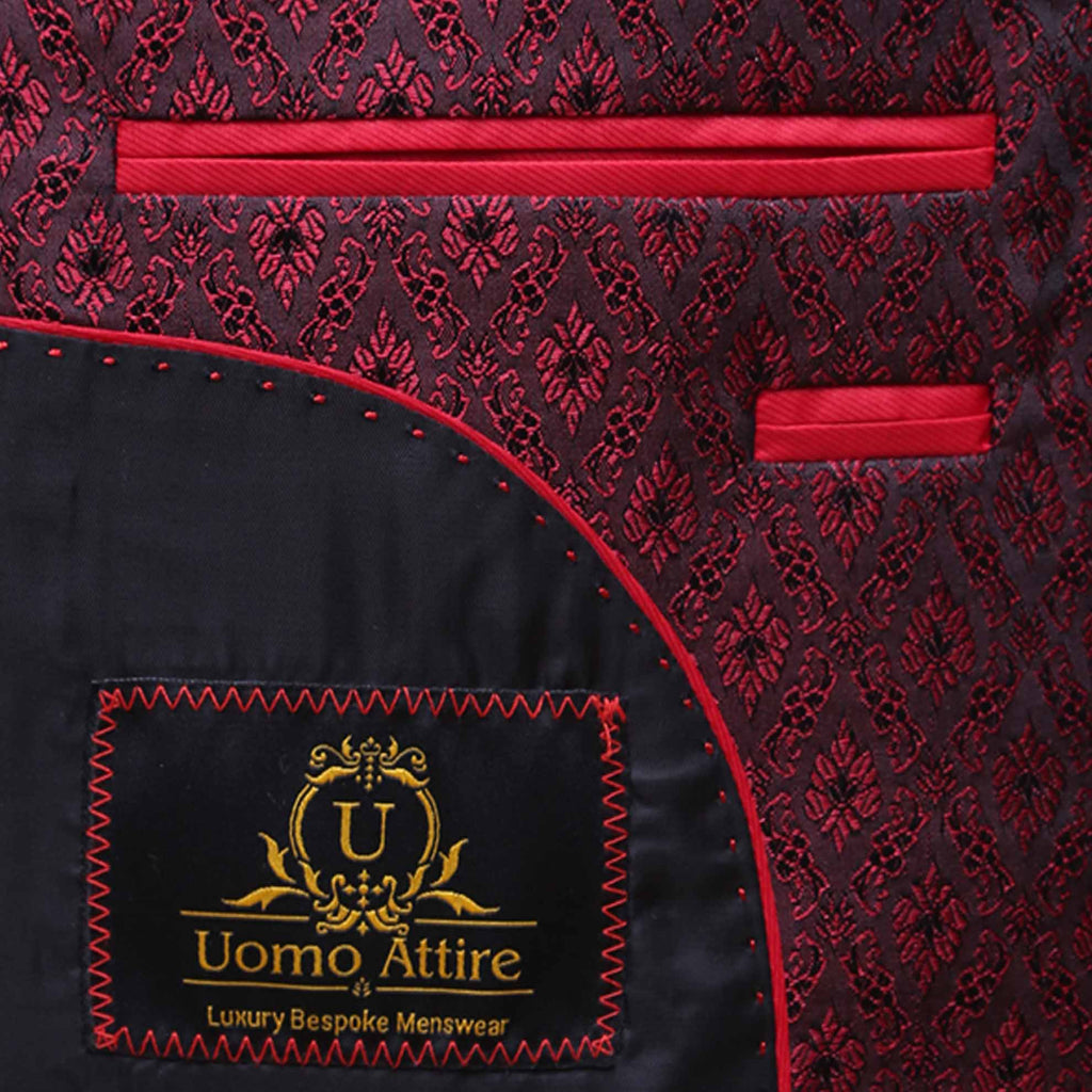 Slef textured jamawar maroon prince coat design