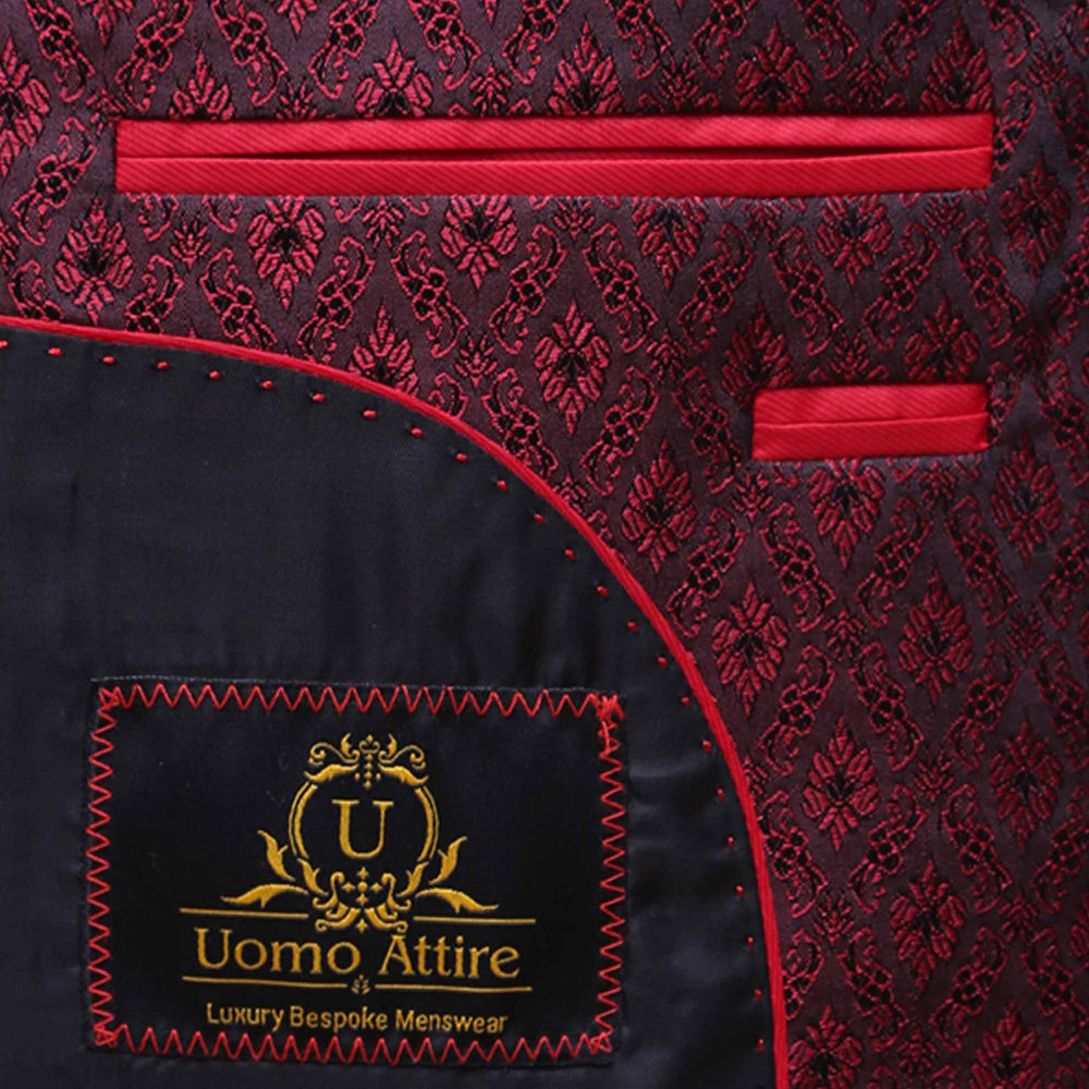 
                  
                    Slef textured jamawar maroon prince coat design
                  
                