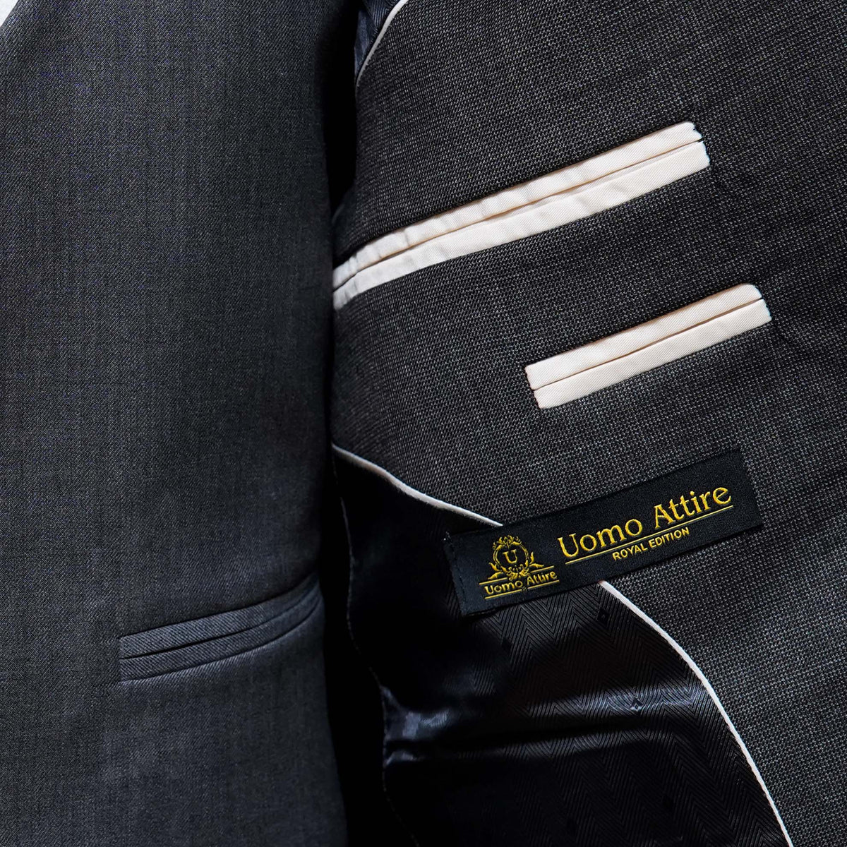 Slim Fit Charcoal Grey Wedding Suit for Groom Inside Round Fashion
