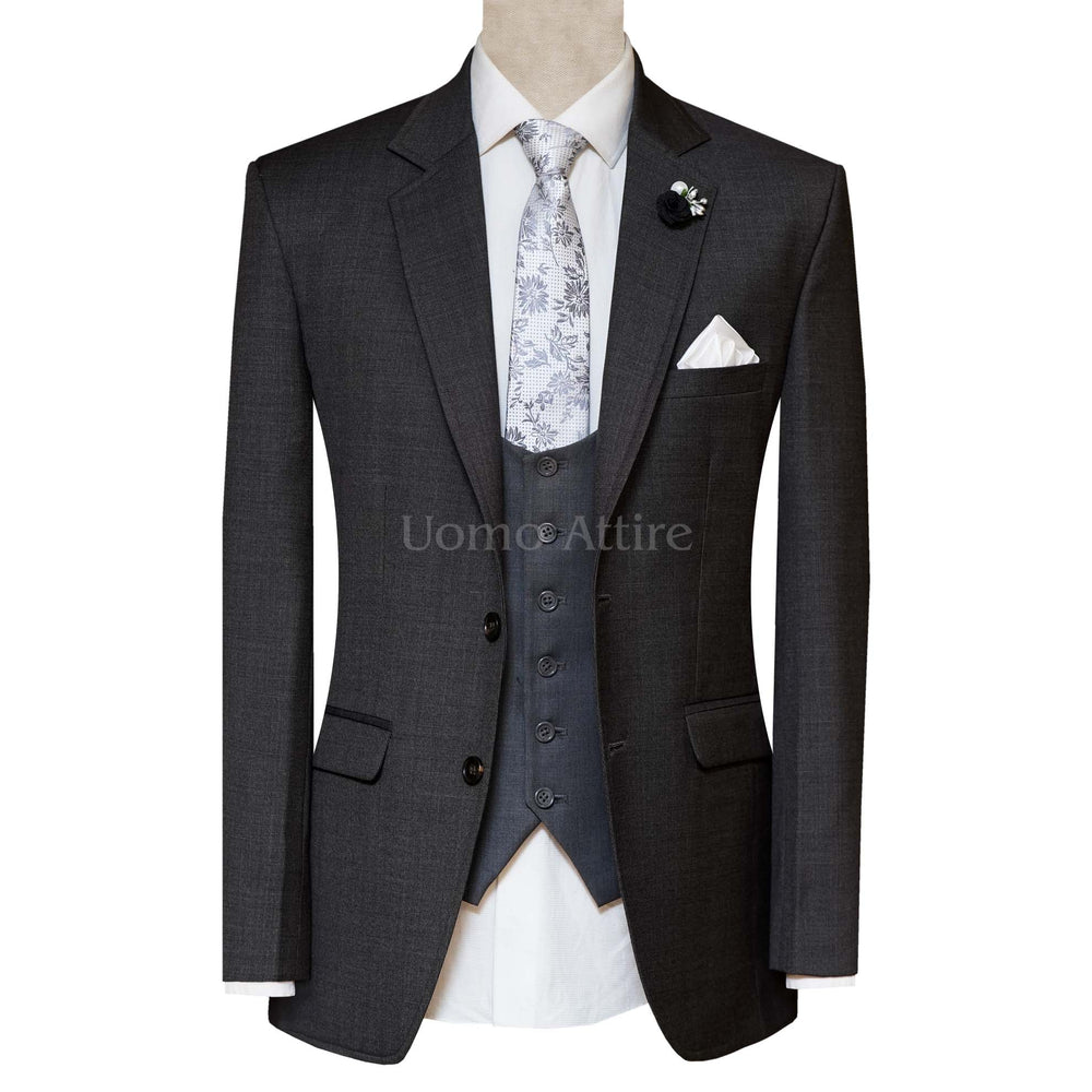 Slim Fit Charcoal Grey Wedding Suit for Groom