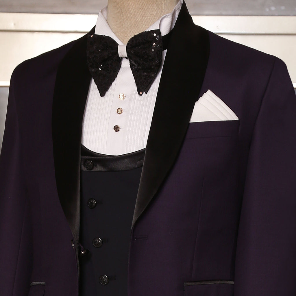 Slim Fit Italian Burgundy Tuxedo Suit for Men Side Angle