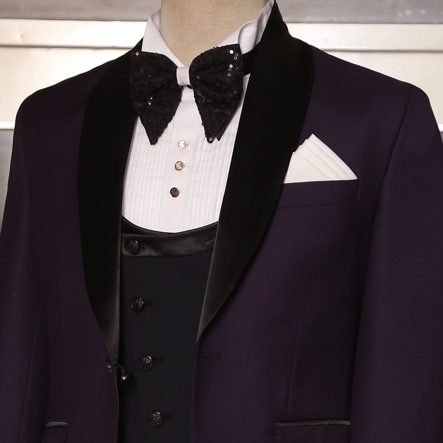 
                  
                    Slim Fit Italian Burgundy Tuxedo Suit for Men Side Angle
                  
                