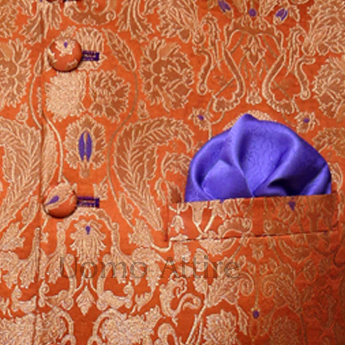 Slim fit orange color ready to wear waistcoat 2