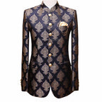 EXCLUSIVE NAVY BLUE JAMAWAR PRINCE COAT