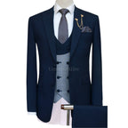 Tailor-made tapered fit zink blue three piece suit