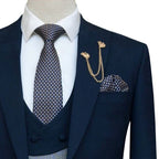 Tailor-made tapered fit zink blue three piece suit 2