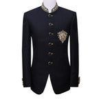 Tailormade imported jamawar black prince coat for smart look