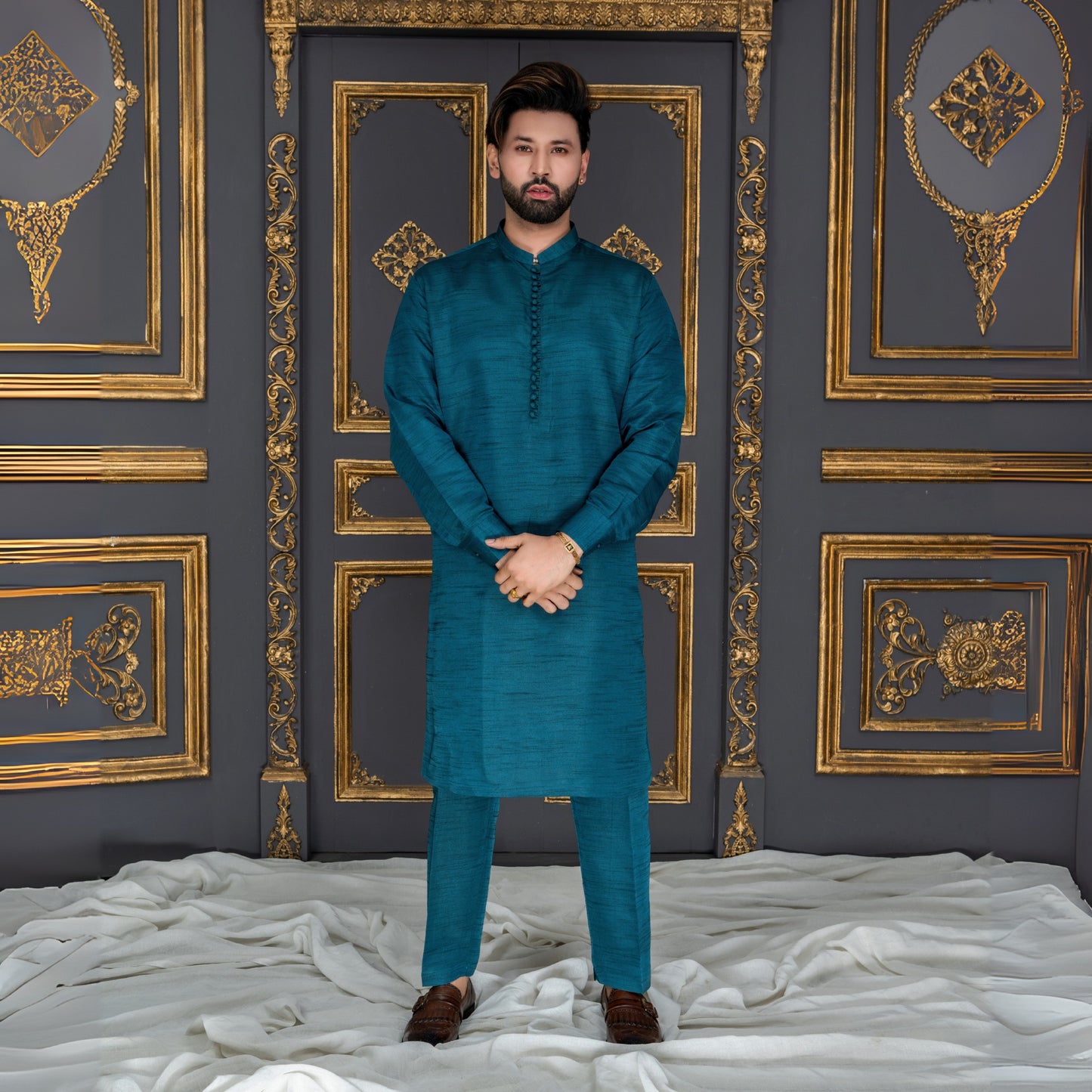 
                  
                    Teal Embroidered Prince Coat for Men – Luxury Eastern Groom Wear
                  
                