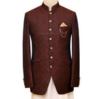 Textured karandi jamawar prince coat for a dapper look