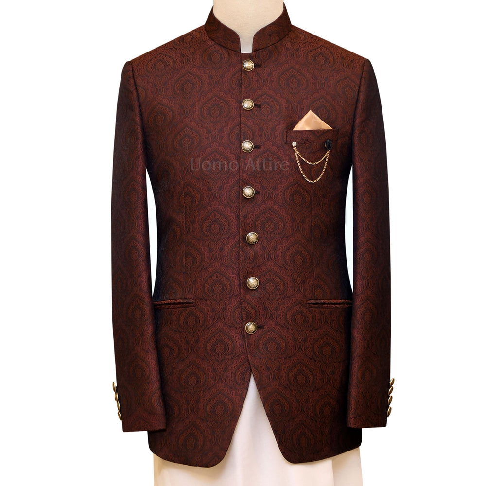 
                  
                    Textured karandi jamawar prince coat for a dapper look
                  
                