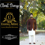 Textured karandi jamawar prince coat for a dapper look client