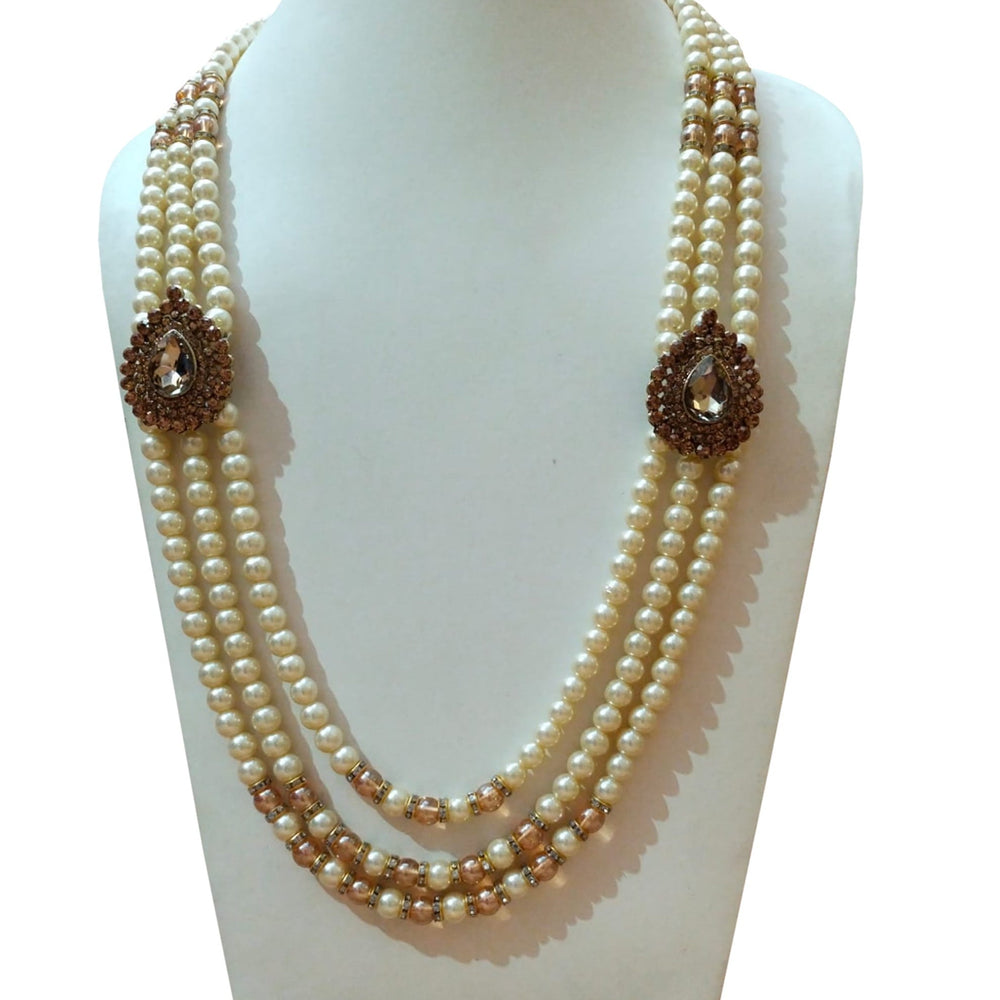 Triple layer natural pearl custom necklace for groom