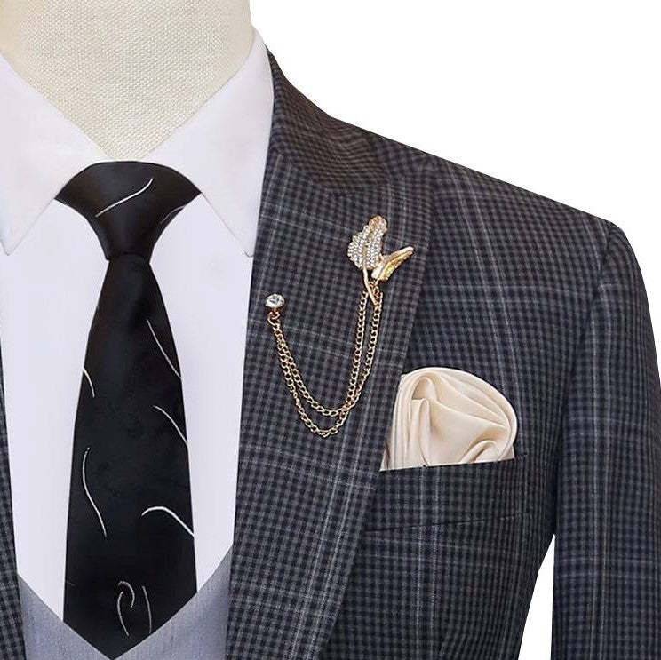 Tropical windowpane with mini check customized three piece suit 2