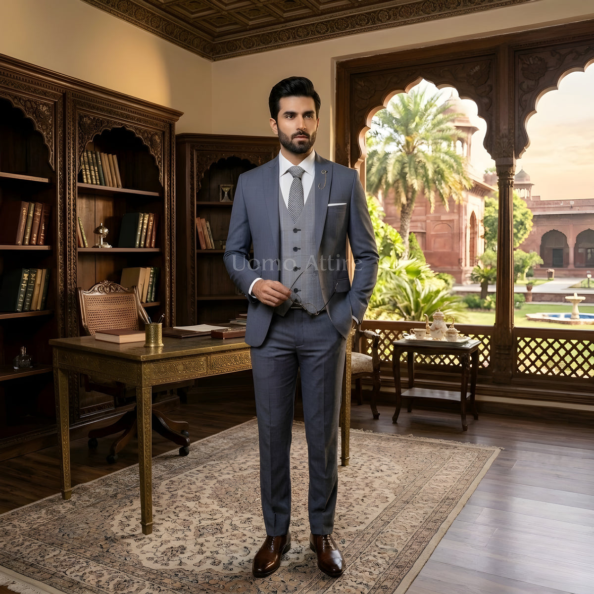 Tropical grey light weight 3 piece suit