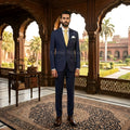 Abito 2 pezzi blu navy finestrato