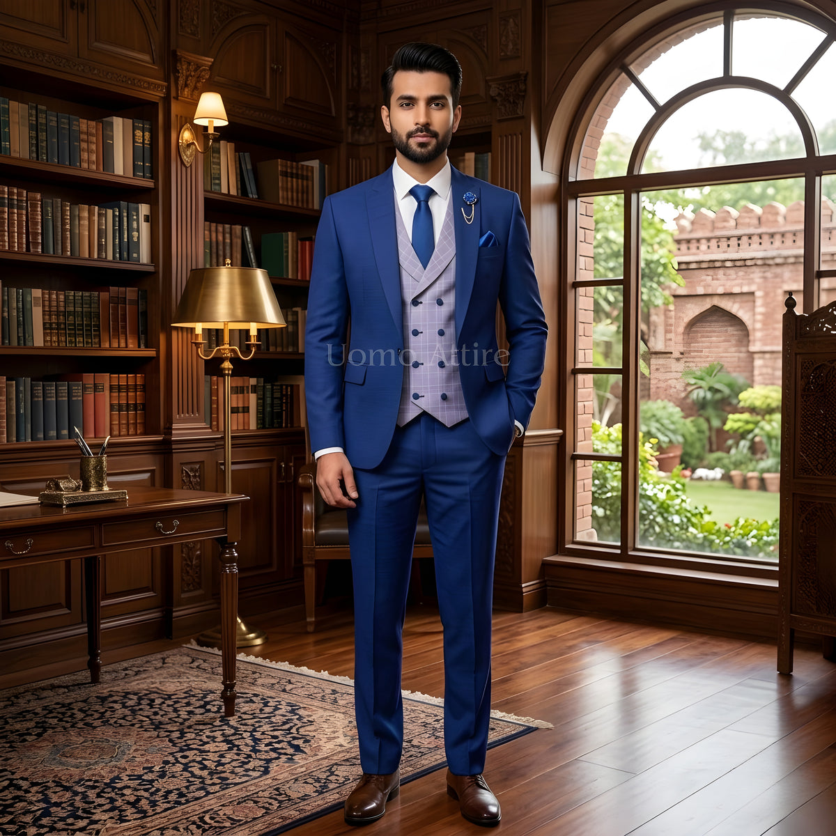 Shark skin Italian bespoke 3 piece suit