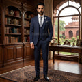 Black self textured italian 3 piece suit