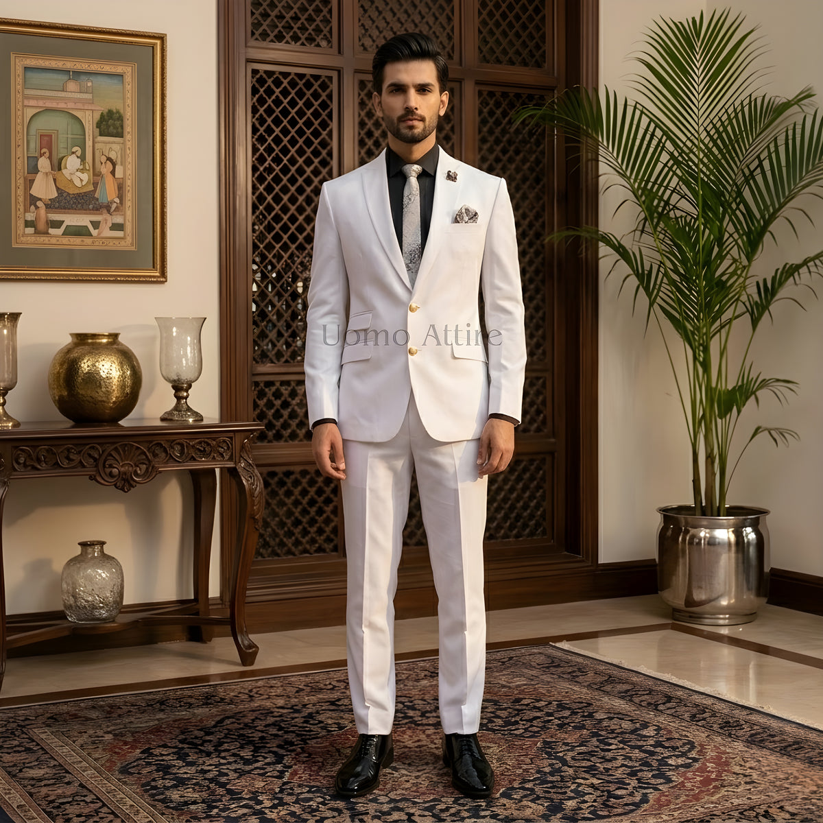 White double button 2 piece suit
