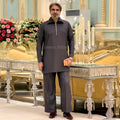 Men's Luxury Dark Grey Zip-Up Kurta Pajama Set (Worn by Our Client Adv Sanawar Gogi)