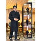 Black wedding fully embellished sherwani wearing by our client | Black Sherwani for Groom