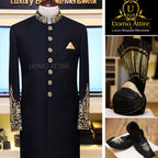 Black color latest design sherwani full package