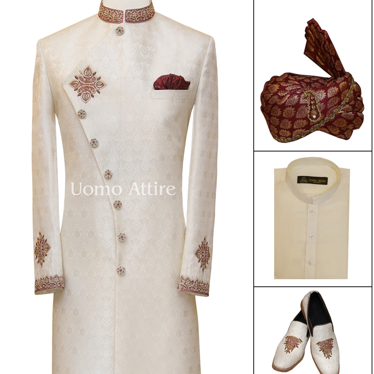 Sherwani impreziosito in stile Angrakha