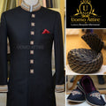 Black wedding sherwani package for men