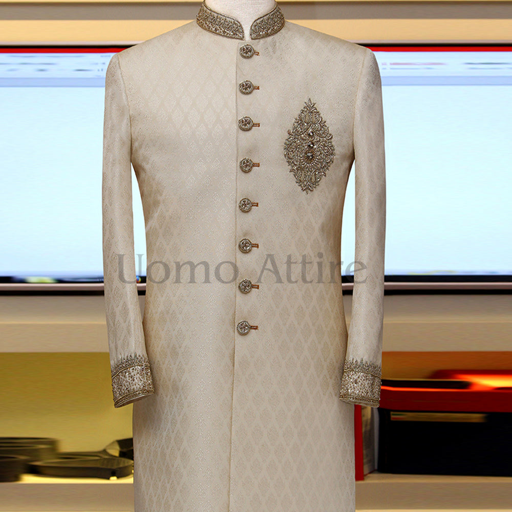 
                  
                    Champagne gold & vivacious colour contemporary sherwani
                  
                