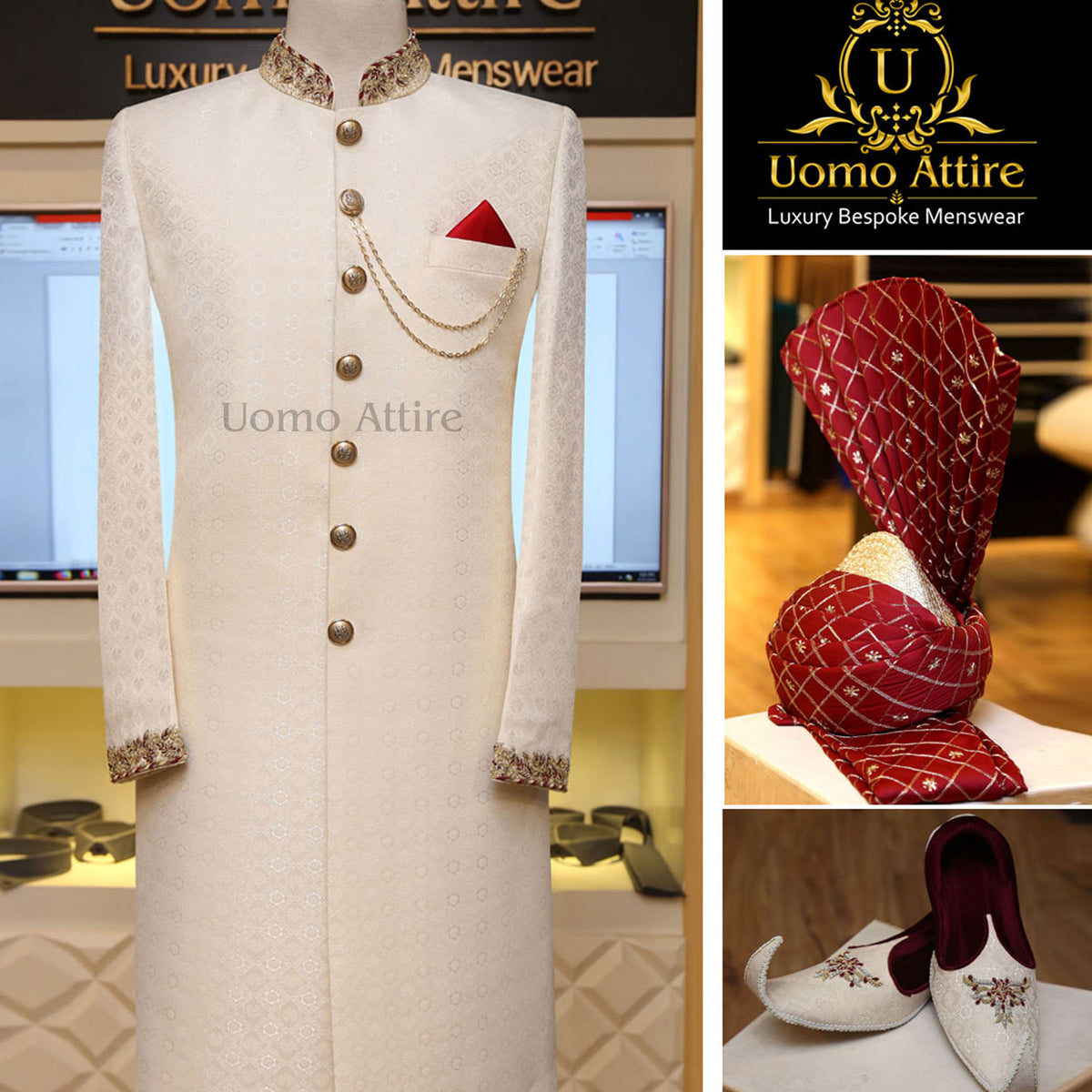 Lussuoso pacchetto sherwani su misura 