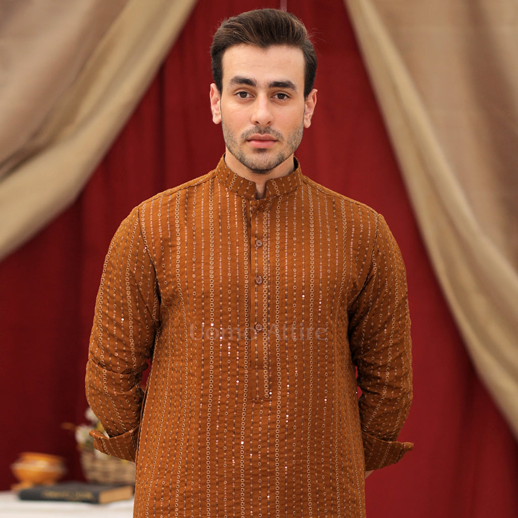 Imported Jamawar Rao Silk Fabric Embroidered Kurta Pajama Set