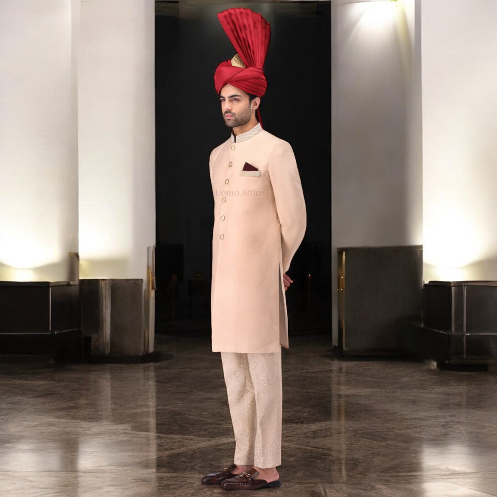 Exquisite Embroidered  Sherwani Ensemble for the Modern Groom