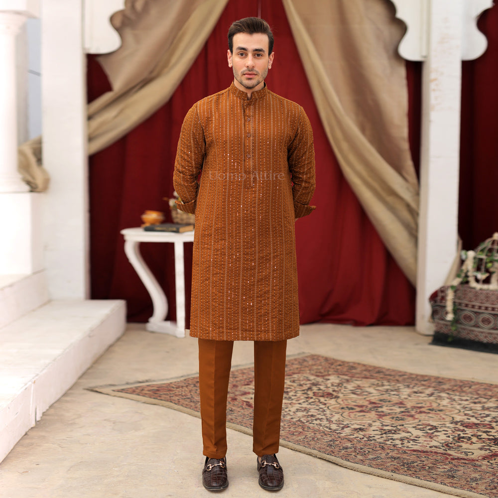 Imported Jamawar Rao Silk Fabric Embroidered Kurta Pajama Set