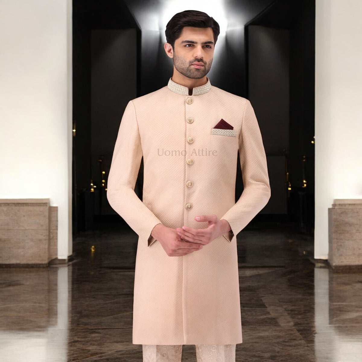 Exquisite Embroidered  Sherwani Ensemble for the Modern Groom