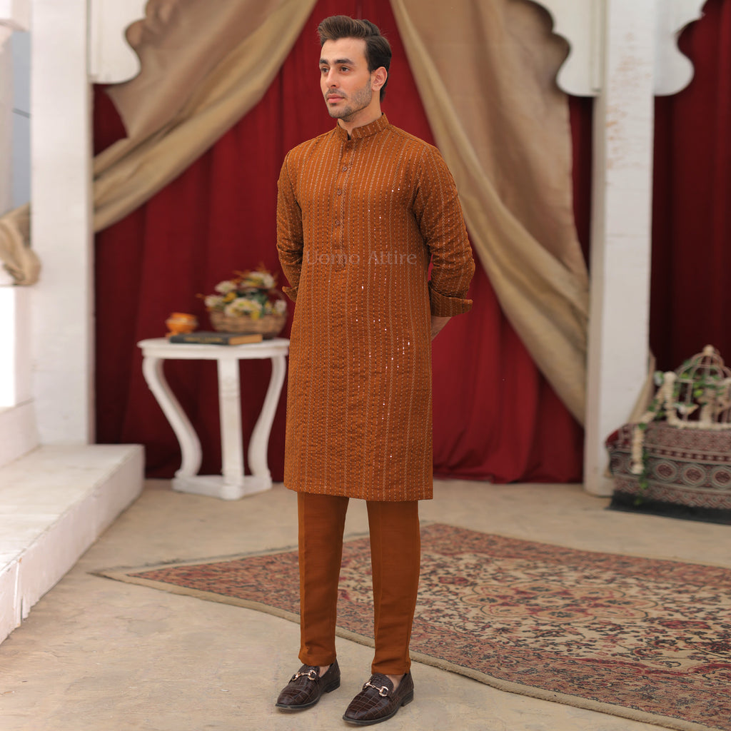 Imported Jamawar Rao Silk Fabric Embroidered Kurta Pajama Set