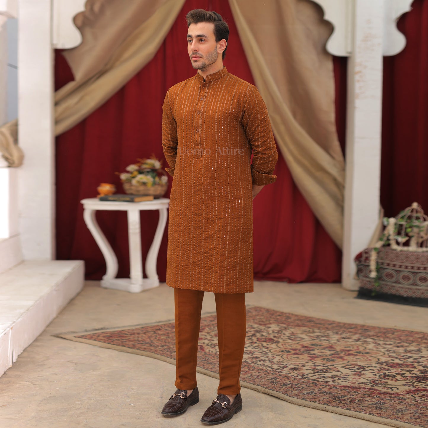 
                  
                    Imported Jamawar Rao Silk Fabric Embroidered Kurta Pajama Set
                  
                