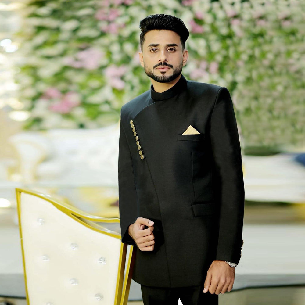 Bespoke Achkan-Style Two-Piece Formal Ensemble