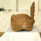 Short Shimla Pure Imported Silk Customized Turban with Hand Embellishments for Groom