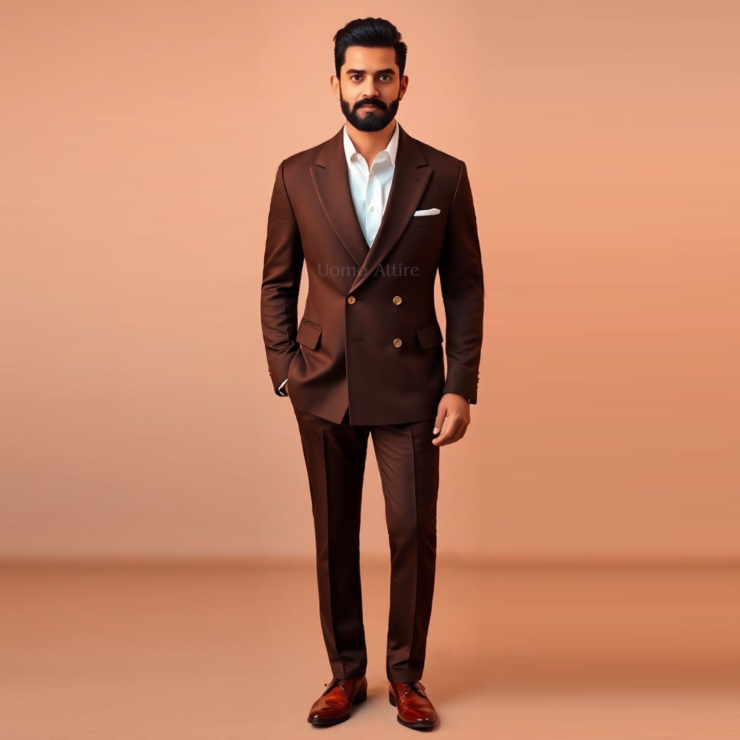 
                  
                    Chocolate Brown Double-Breasted Suit – Uomo Attire
                  
                