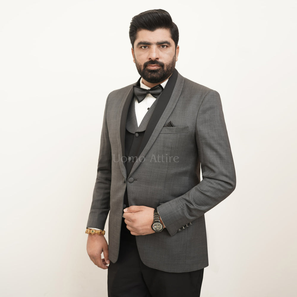 Timeless Elegance Charcoal Grey Shawl Lapel Tuxedo