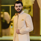Regal Charm in Peach The Ultimate Prince Coat for Grand Occasions