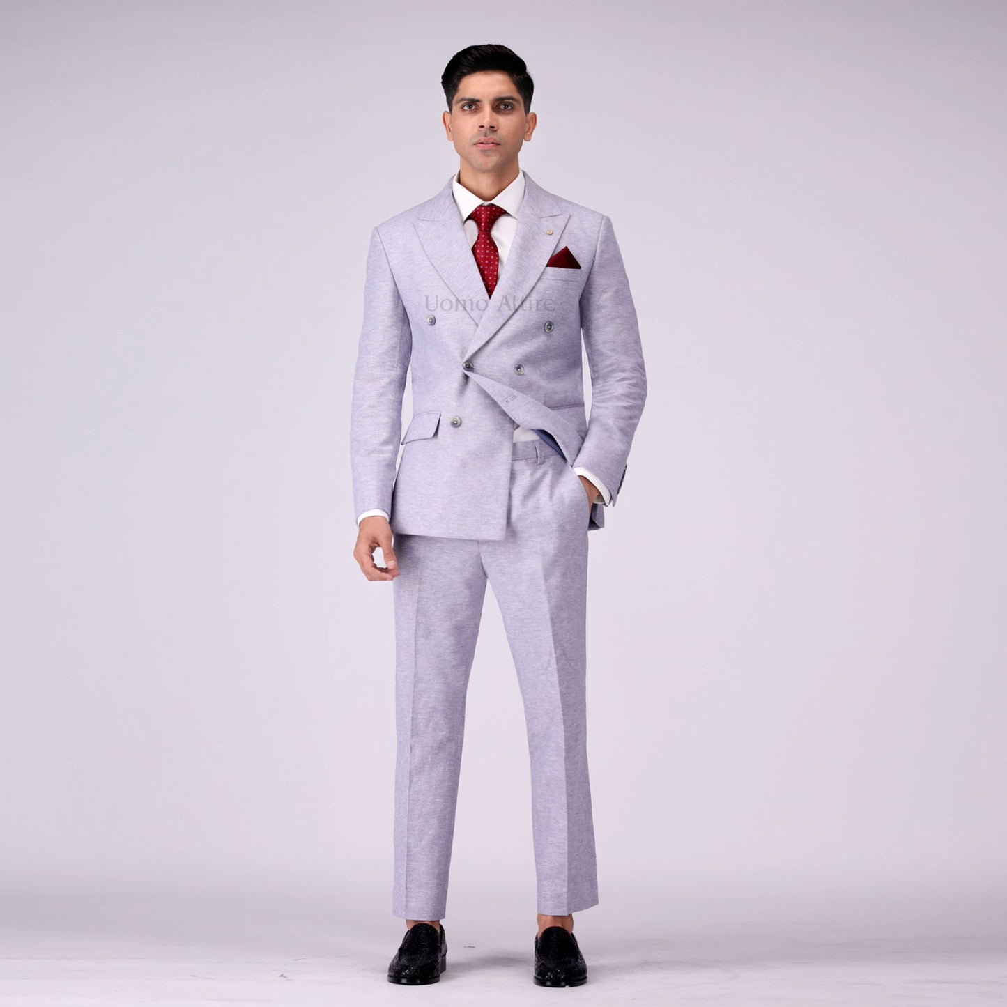 
                  
                    Luxurious Linen Double-Breasted Two Piece Suit For Men's
                  
                