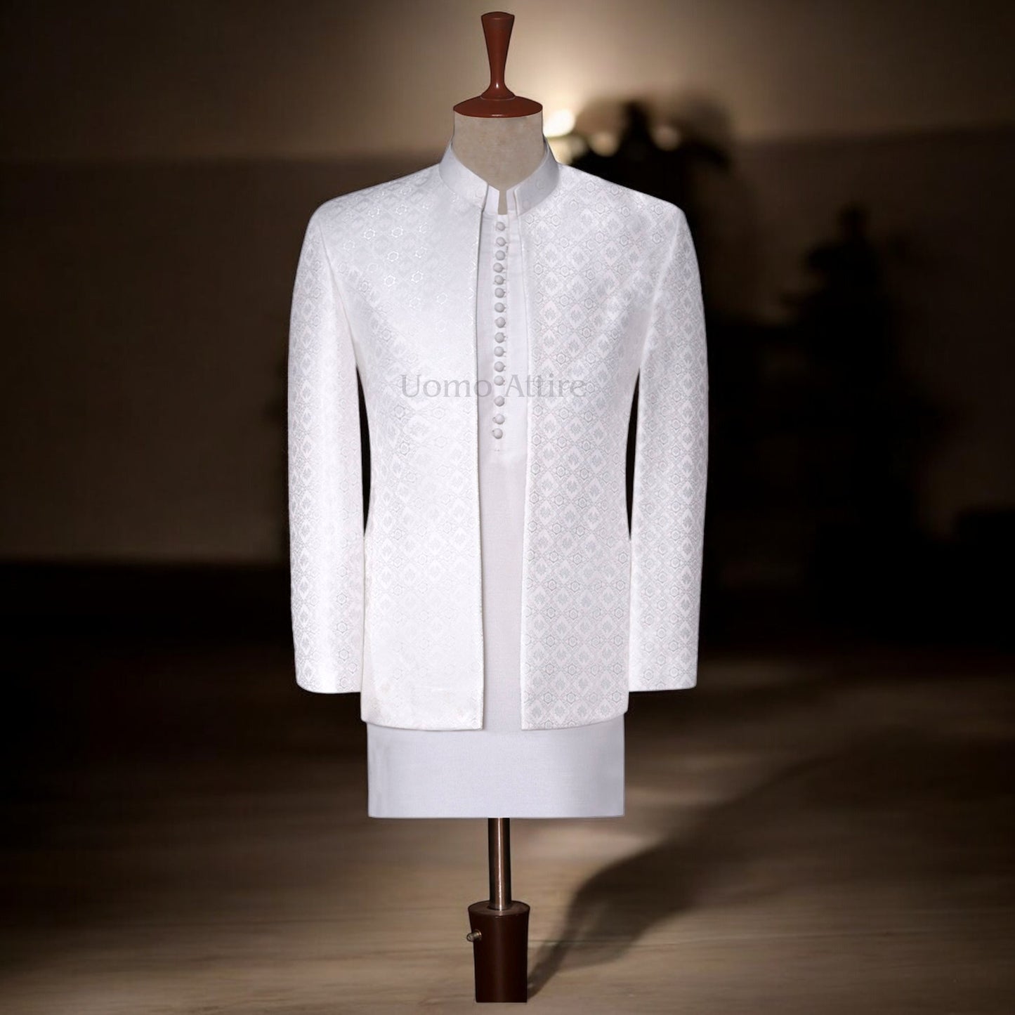 
                  
                    Off White Prince Coat for Grooms | Elegant Wedding Wear with Gold Handwork
                  
                