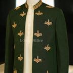 Make a Lasting Impression with Our Bespoke Olive Green Prince Coat Ensemble